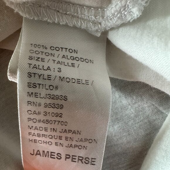James Perse men's white preppy 100% cotton, short sleeve polo shirt size 3/L - Picture 8 of 10